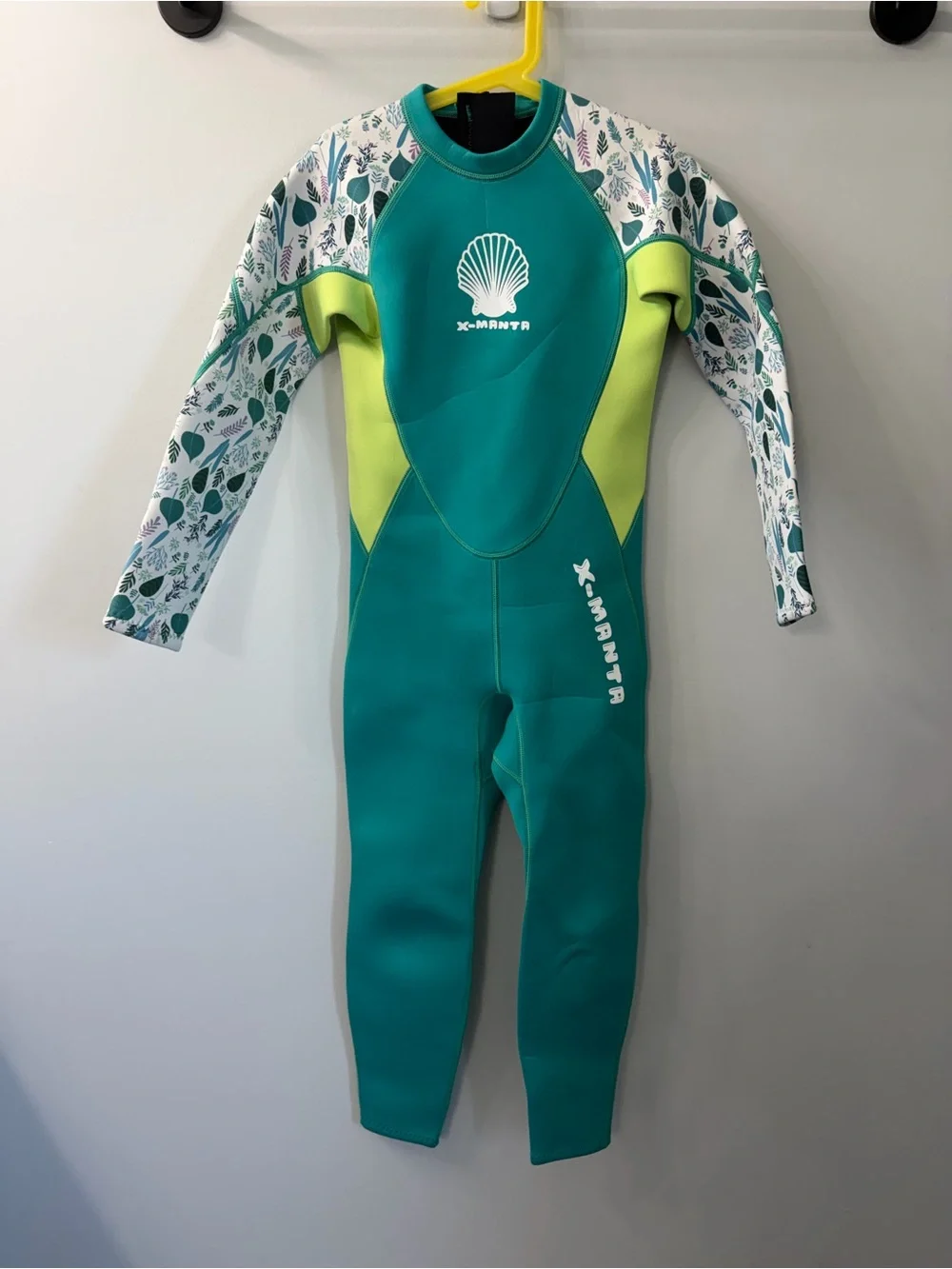 Dive & Sail X-Manta Kids Teal Shell-Print Full 2.5mm Neoprene Wetsuit XXL